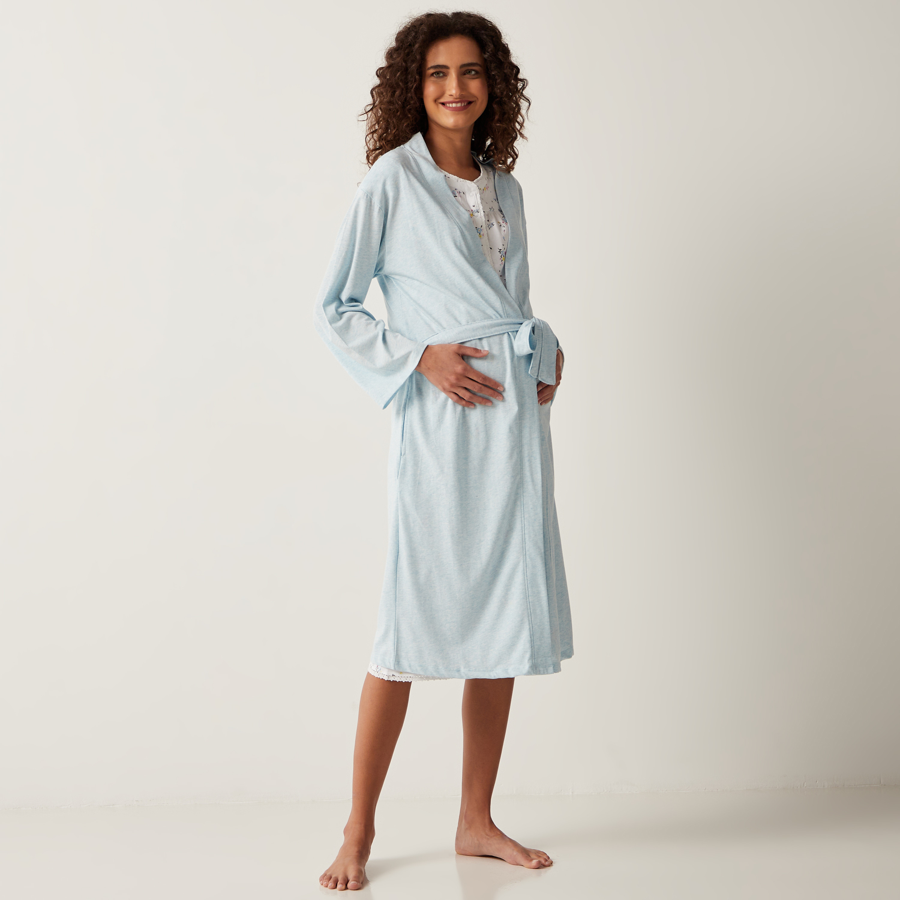 Long white Maternity Nightdress with long lace Robe (cópia)